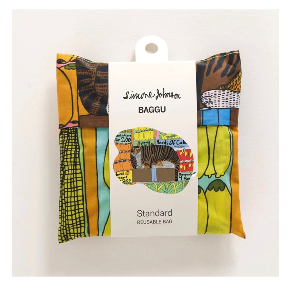 Three Baggu x Simone Johnson Cat Reusable Bags